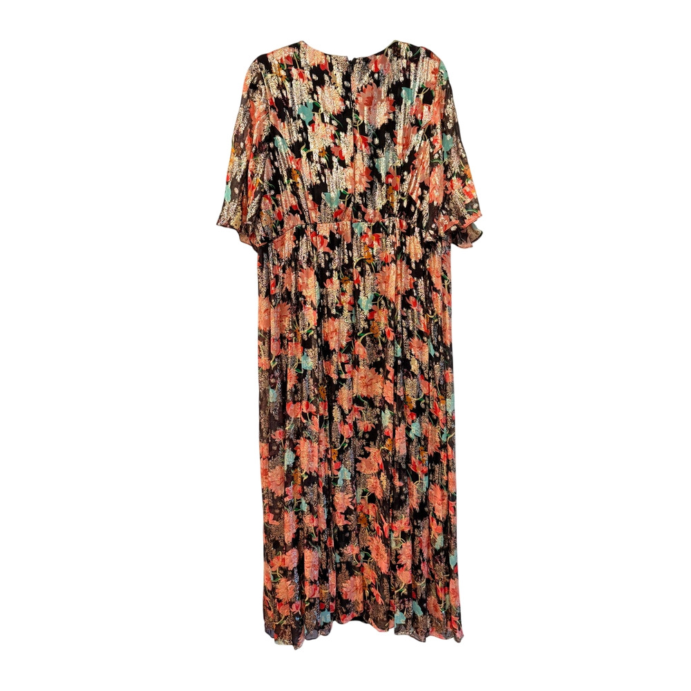 June+Vie 18/20 Metallic Floral Maxi Dress $369 Elegant Plus Formal Gown Gold 2XL - Picture 7 of 14